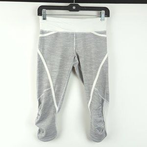Lululemon Size 4 Run Pace Crop Women's White/Gray Ruched Sides Active Leggings